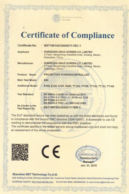Chiny Shenzhen SMX Display Technology Co.,Ltd Certyfikaty