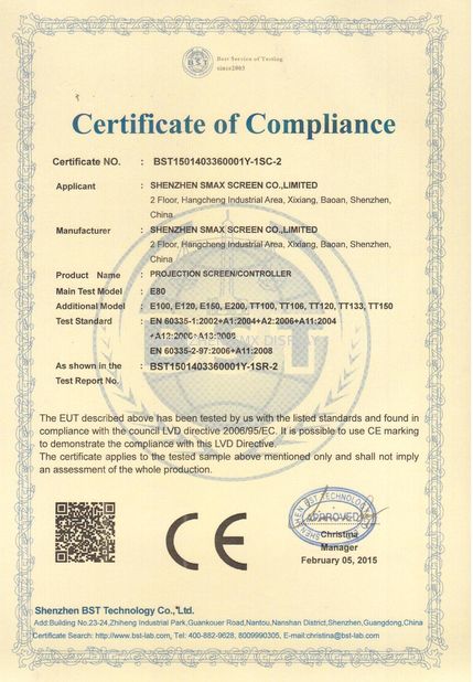 Chiny Shenzhen SMX Display Technology Co.,Ltd Certyfikaty